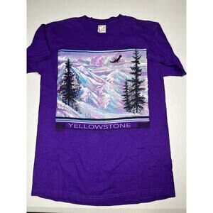Vintage Real American Purple Gliter Yellowstone T-Shirt Size M READ